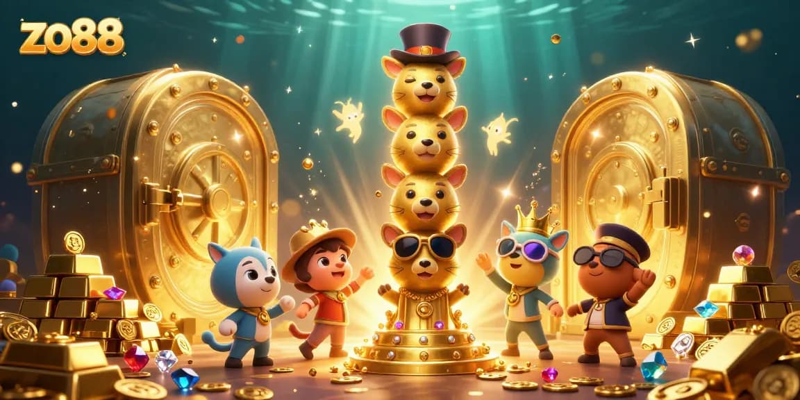 Experience thrilling gameplay with the dynamic zo88 casino scene showcasing vibrant treasures and whimsical characters.