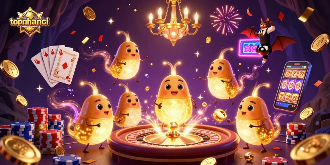 Experience thrilling gameplay at topnhacaimoi with dazzling glowworms and vibrant casino elements.