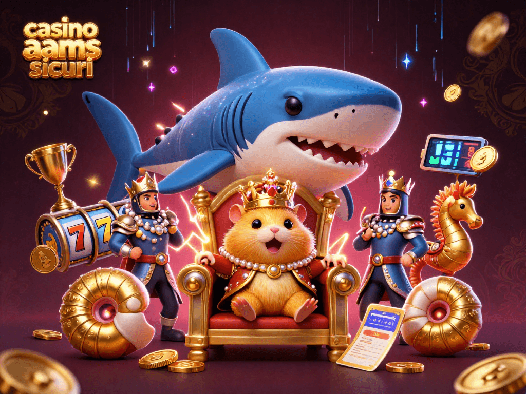 Giocare nei casino non AAMS sicuri con una rappresentazione vivace di un re criceto e guardie cavalluccio marino.