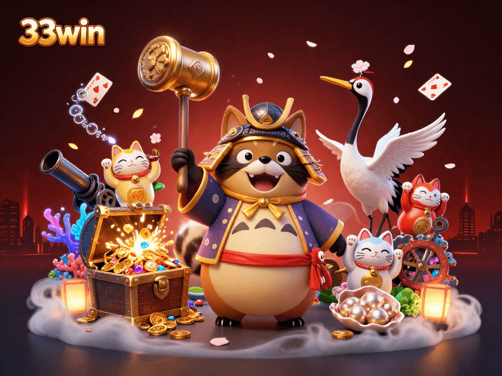 Engaging scene featuring lucky symbols and vibrant characters for 33win online casino fun.