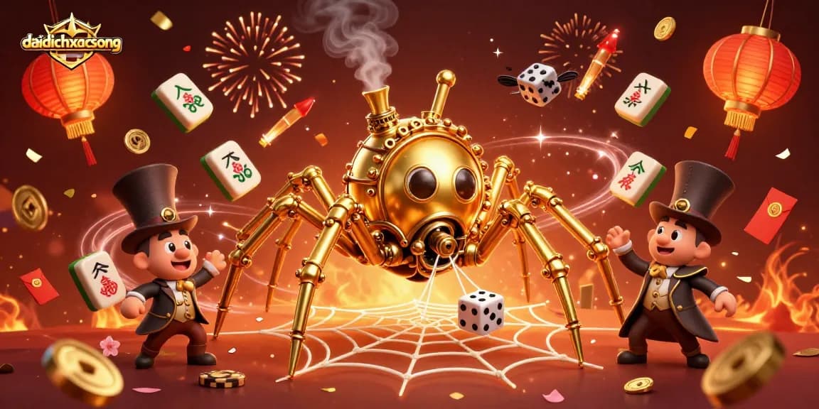 Engage with daidichxacsong as a golden spider traps dice in a vibrant casino web.