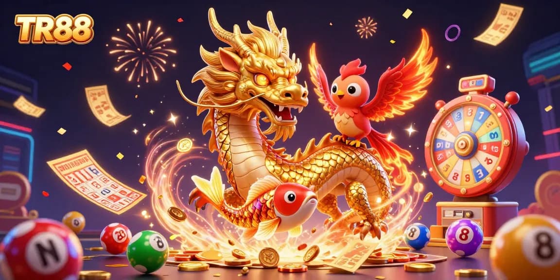 Experience rich gaming excitement with TR88's vibrant symbols and lucky characters leaping into action.