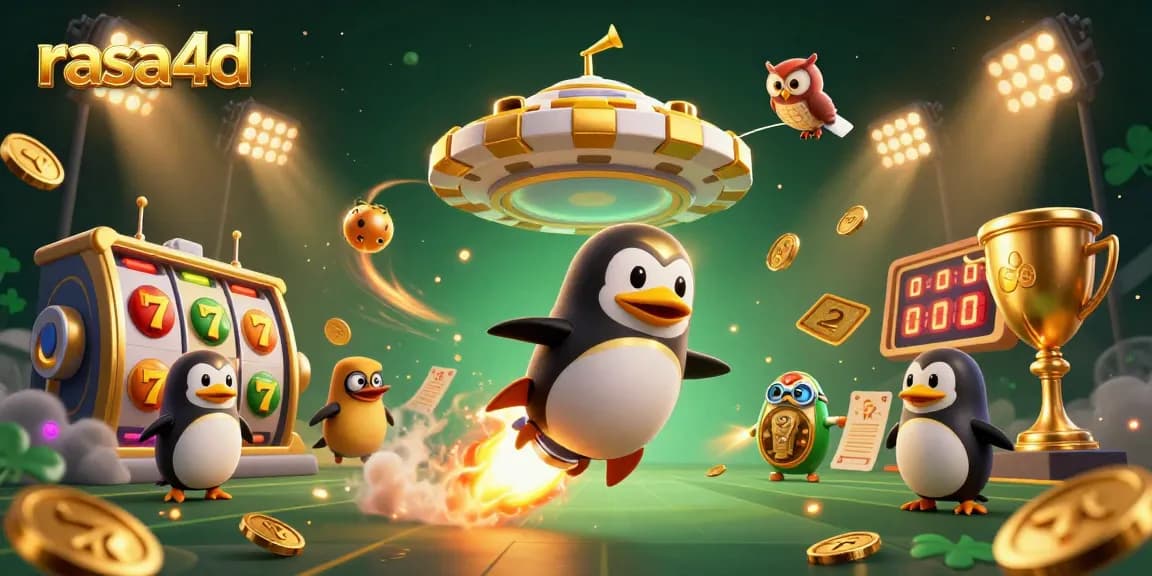 Raih kemenangan di rasa4d dengan mesin slot berkilauan dan penguin emas yang beraksi.