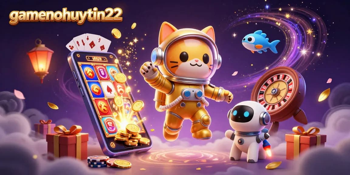Engage in thrilling Pai Gow gameplay with gamenohuuytin22's vibrant casino illustration featuring an astronaut cat.