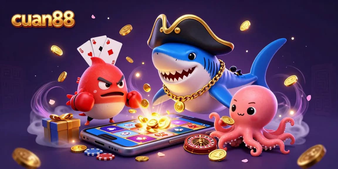 Take a chance with cuan88 as the pirate shark, pufferfish, and octopus celebrate gaming
