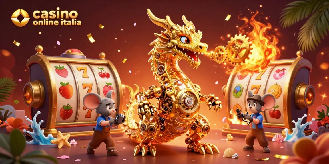 Scopri il fantastico mondo del casino online Italia con il drago e simboli fortunati.