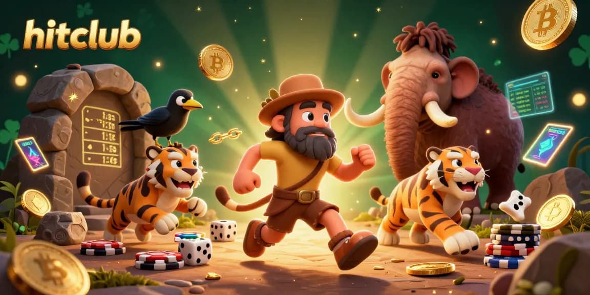 Engage in exciting gameplay at hitclub, where cavemen and tigers host a prehistoric casino with crypto elements.