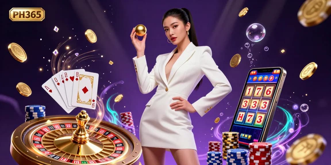 Experience thrilling gameplay at PH365 with a stunning live casino illustration showcasing excitement and luxury.