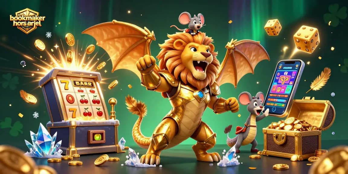 Découvrez le monde des bookmakers hors ARJEL avec cette illustration vibrante de jeux de casino.