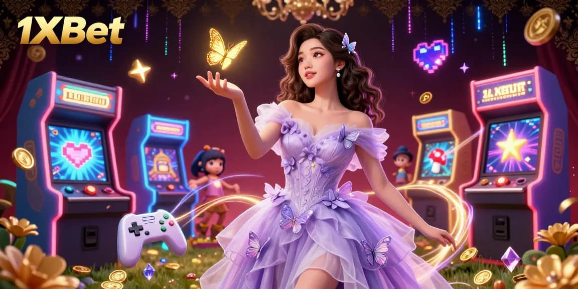 Engage in thrilling gaming action with 1xBet featuring stunning graphics and vibrant casino elements.