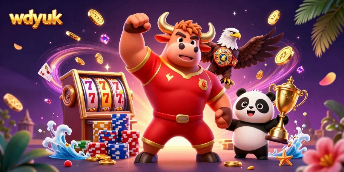 Win big with wdyuk's charismatic bull mascot showcasing thrilling casino excitement!