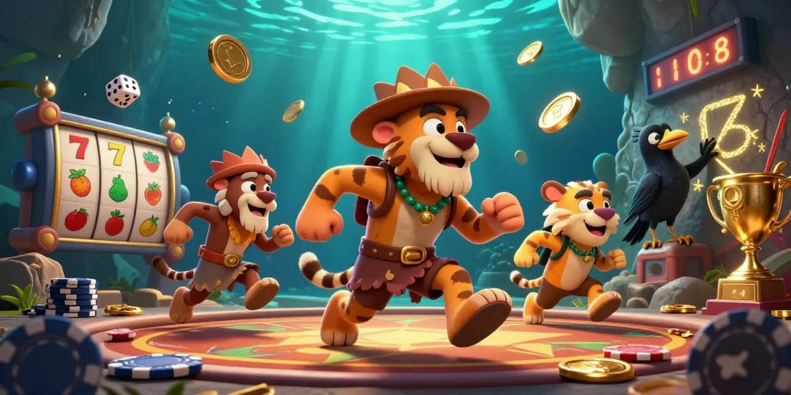 Skyclub offers an immersive gambling experience with caveman and tiger in a prehistoric casino.