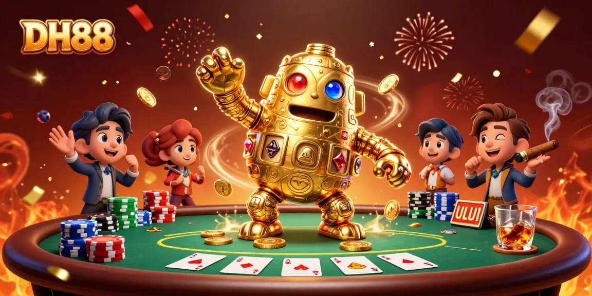 Experience thrilling gameplay at DH88 with vibrant poker elements and golden golem action!