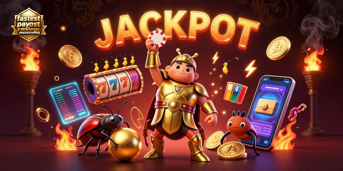 Experience the excitement of fastest payout casinos Australia with vibrant characters celebrating a jackpot.