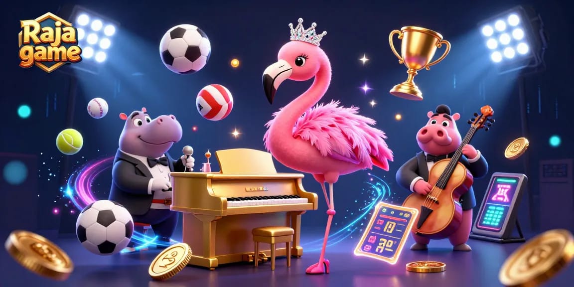 Engage in the thrilling Raja game experience with colorful characters and dynamic gambling elements.