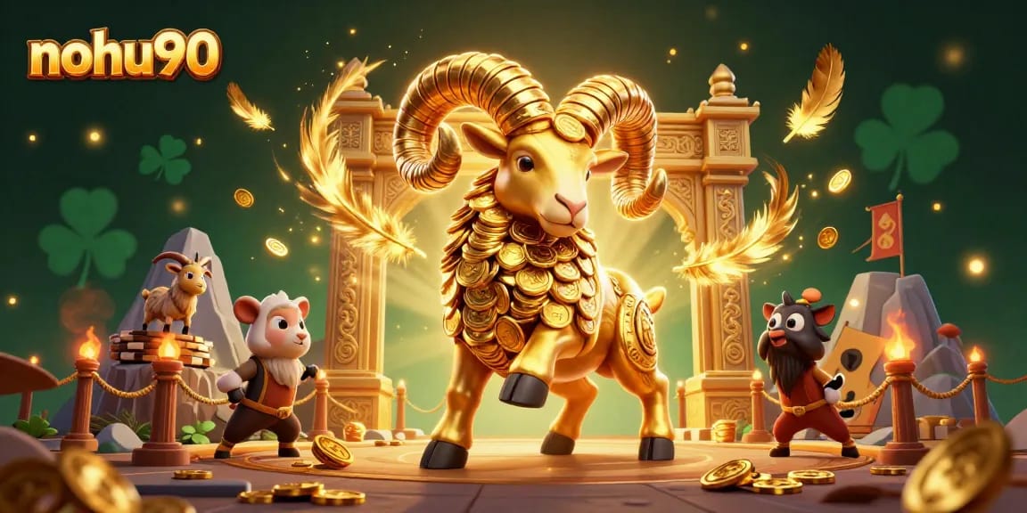 Experience thrilling gameplay with nohu90 at this dynamic, golden ram-themed casino arena.