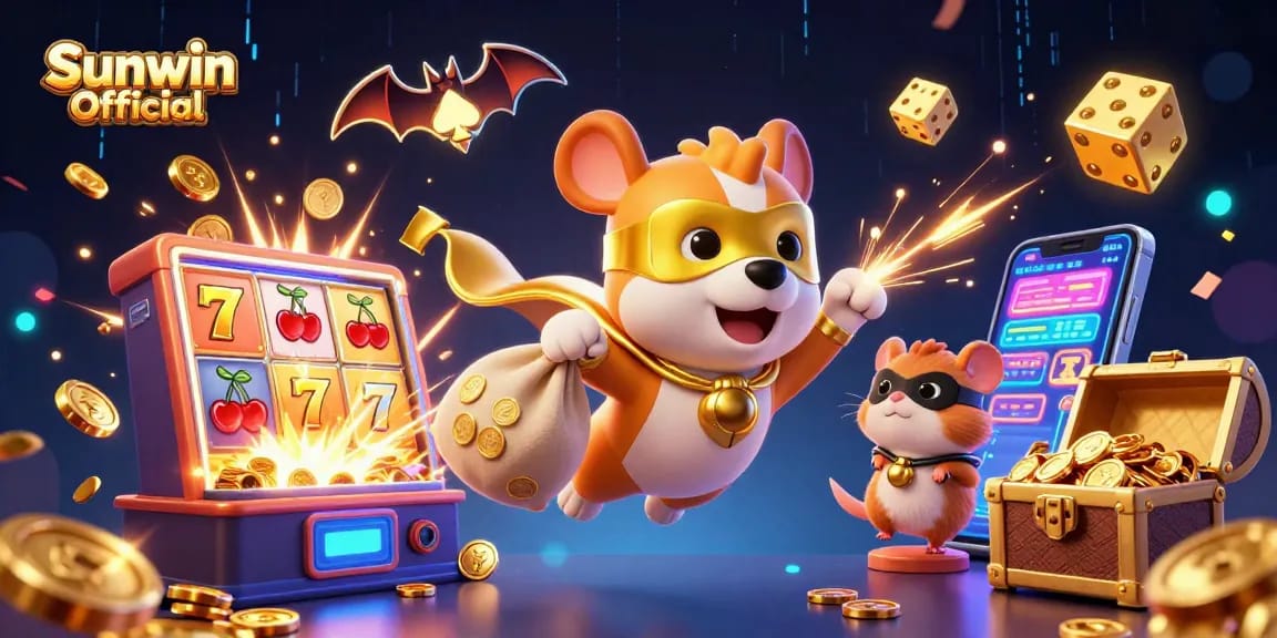 Engage with Sunwin Official for thrilling gaming action amidst vibrant 3D casino visuals.
