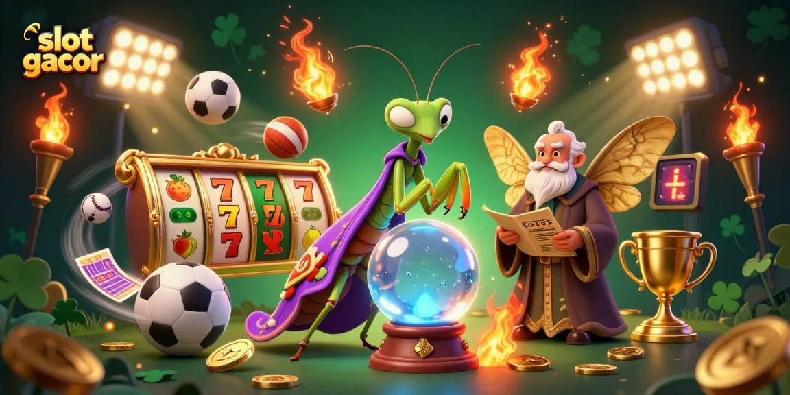 Menang besar dengan slot gacor, gambar 3D yang menggambarkan keberuntungan dan permainan slot.