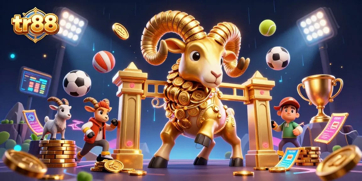 Engage in thrilling sports betting experiences at tr88 with dynamic action-packed illustration.