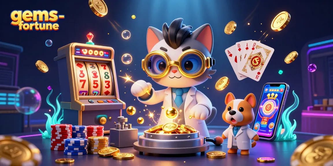 Engage in gems-fortune action with vibrant slot visuals and 3D characters for an exciting gaming experience.