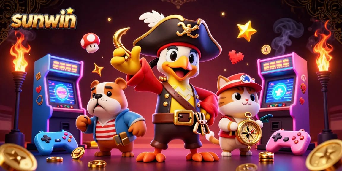 Watch sunwin's pirate-themed casino adventure featuring colorful gaming scenes.