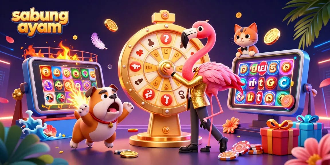 Experience thrilling sabung ayam action with vibrant digital illustration featuring excited characters interacting with gambling elements.