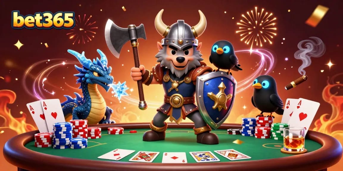 Place bets at bet365 with a dynamic scene featuring a Viking wolf warrior and more!