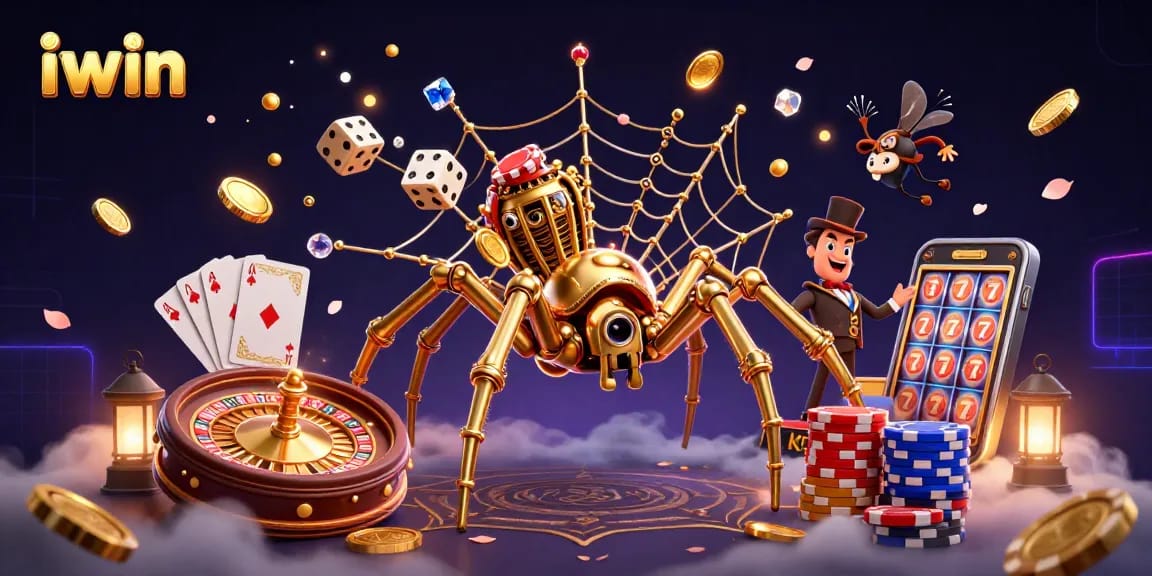 Experience the thrill of iwin with golden spider and cosmic casino elements in action.