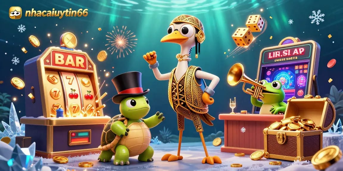 nhacaiuytin66 showcases a vibrant 3D casino scene with exciting game elements and lively characters.
