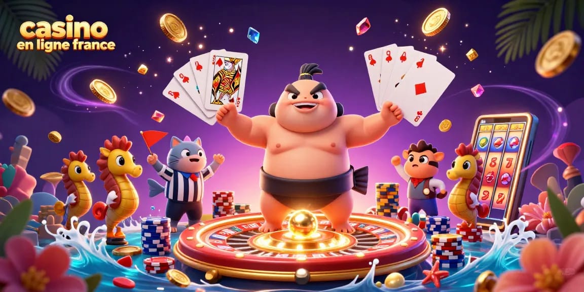 Profitez de l'excitation des jeux sur casino en ligne France avec un fugu et un croupier à l'aquarium.