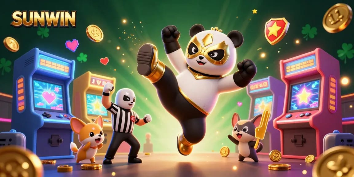 SUNWIN engages players with exciting slots and rich gameplay depicted in a vibrant 3D casino scene.