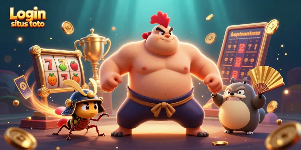 Login situs toto dengan ayam sumo dan jengger berjejer dalam meriah jackpot slot.
