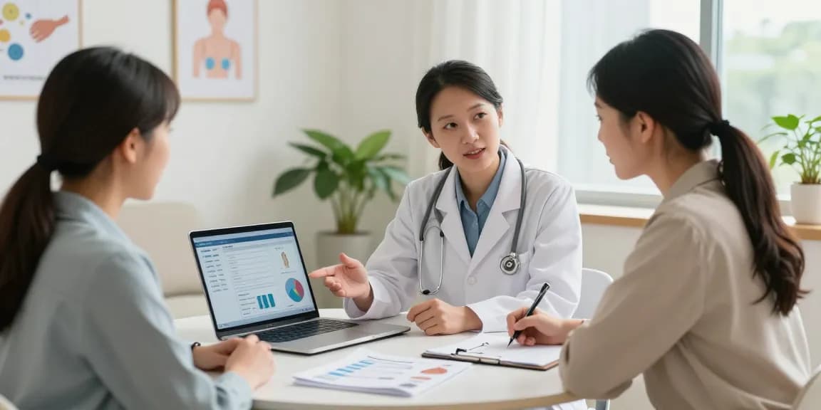 Read the full guide on healthcare consultations with a patient discussing treatment options in a bright clinic.