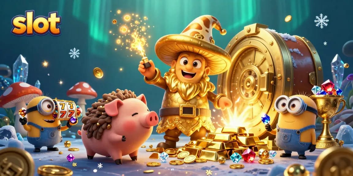 Experience thrilling slot gameplay with magical treasures overflowing in this engaging illustration.