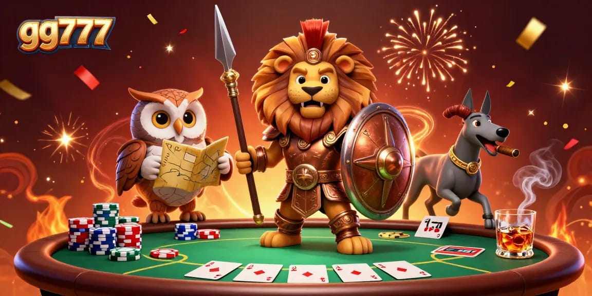 Experience the excitement of gg777 poker with a Spartan lion, owl strategist, and greyhound messenger.