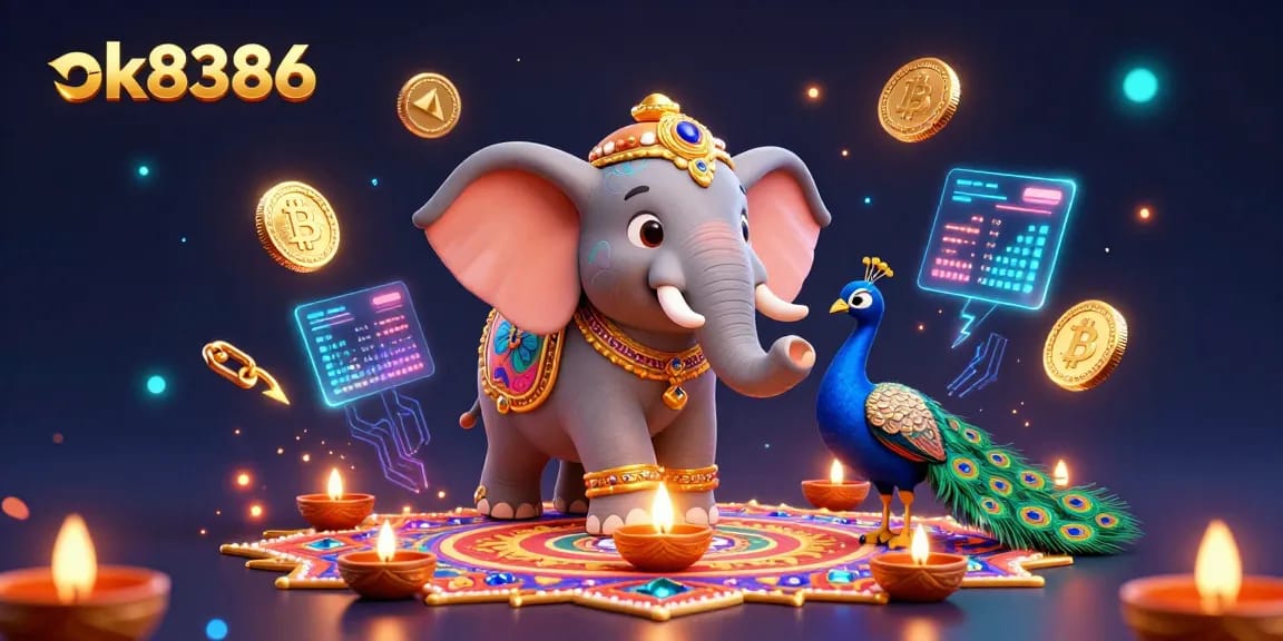Experience thrilling gaming at ok8386 with vibrant 3D illustrated characters and dynamic casino elements.