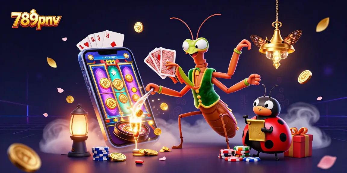 Experience thrilling gameplay at 789pnv with a vibrant 3D casino scene featuring colorful slot games, engaging characters, and festive elements.