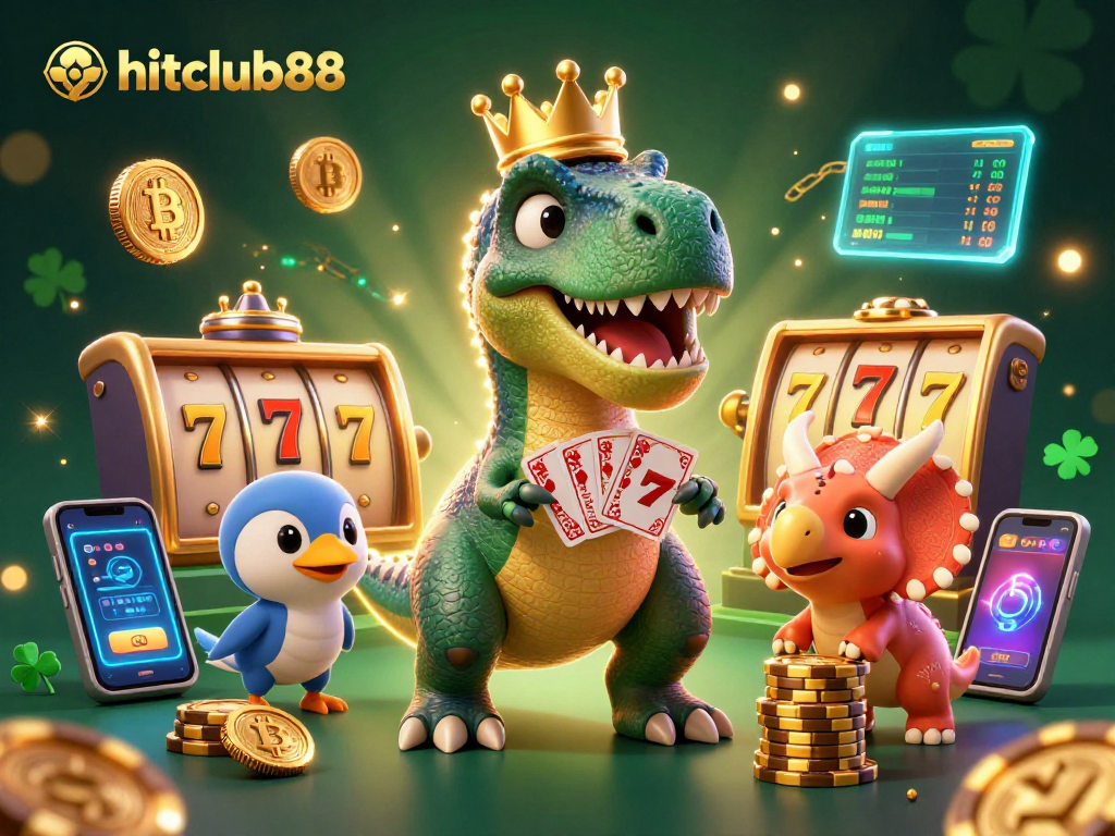 Experience the excitement at hitclub88 with vibrant 3D casino characters enjoying slots and winning big!
