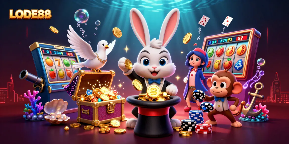Engage with LODE88's magical world of slots featuring animated characters and dynamic casino elements.