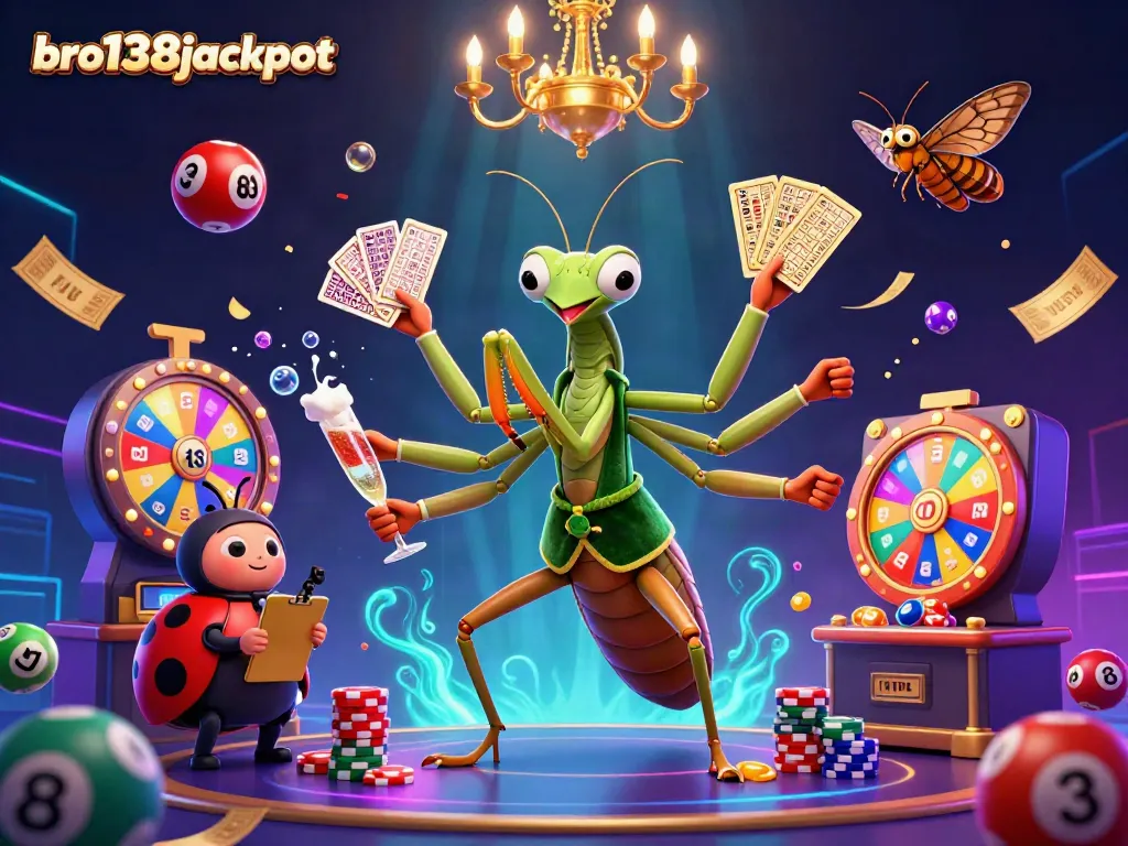 Experience the thrilling energy of bro138jackpot with vibrant lottery elements and animated characters.