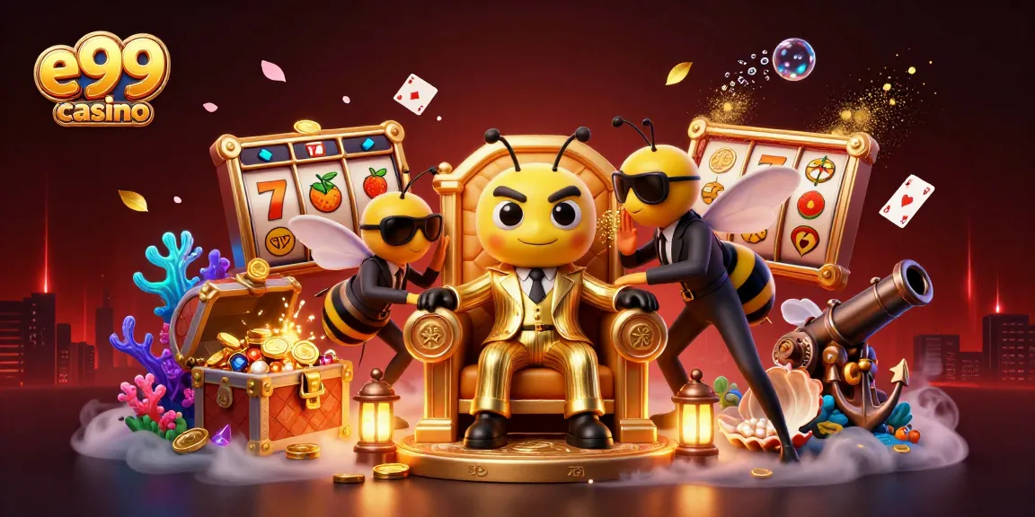 Play thrilling games at e99 casino with a vibrant 3D scene showcasing a bumblebee mob boss.
