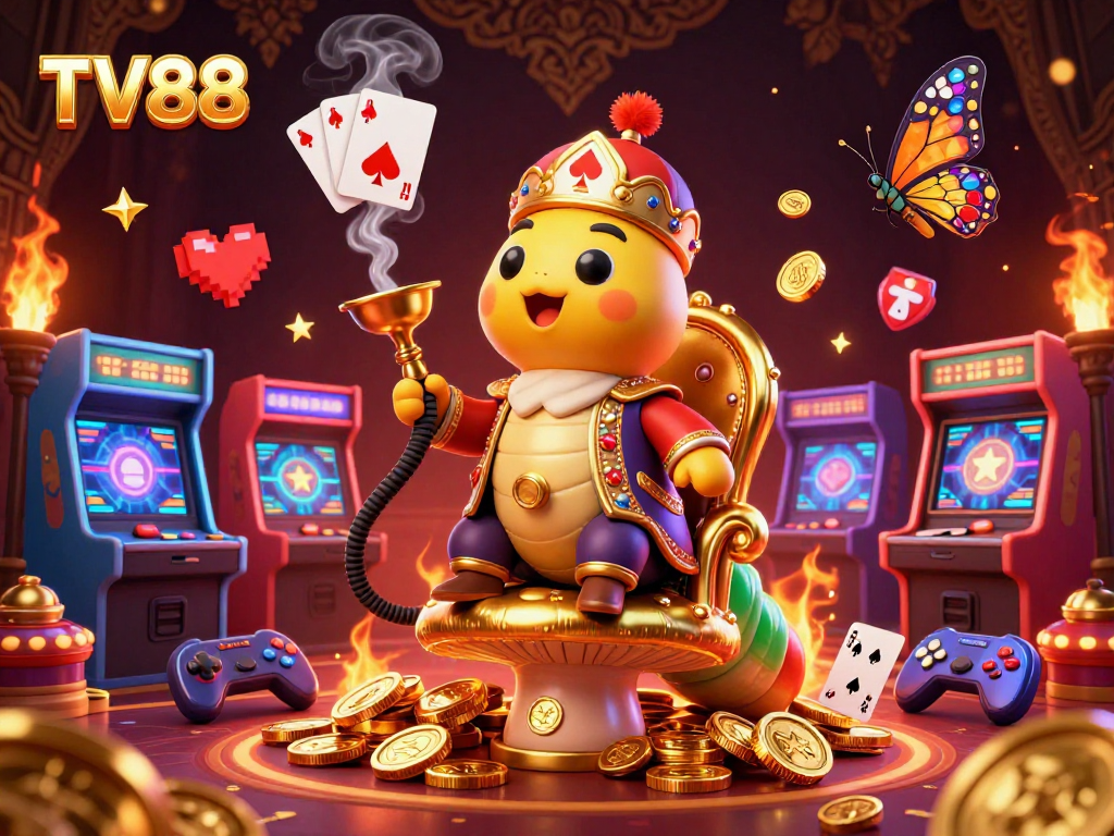 Engage in thrilling casino adventure at TV88 with colorful characters and gaming elements.