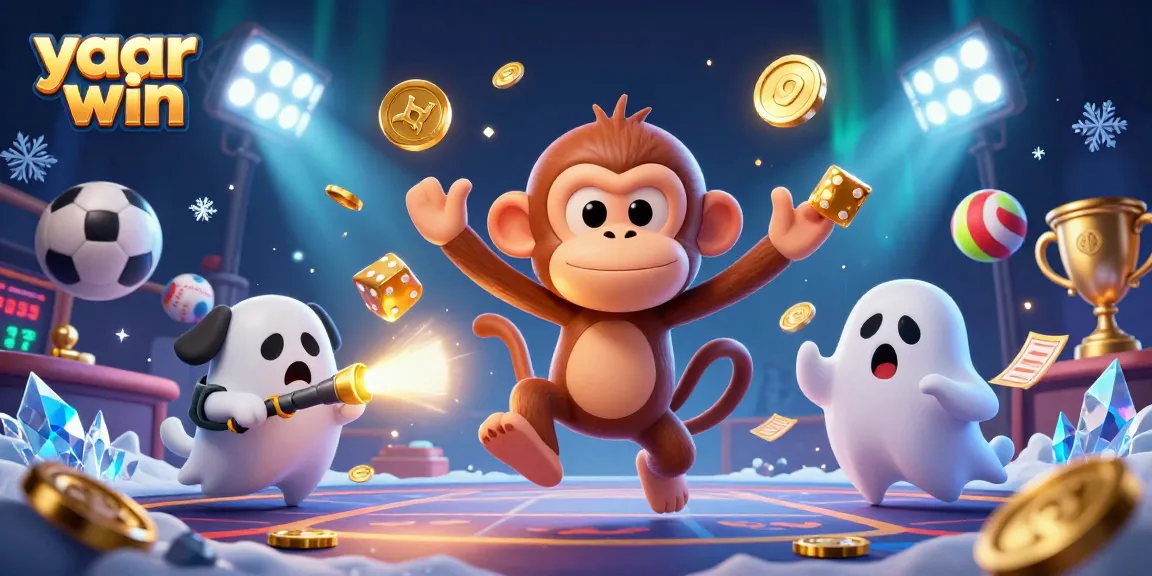 Engage with the exciting world of yaar win as a ghostly monkey juggles golden rewards in a haunted casino atmosphere.