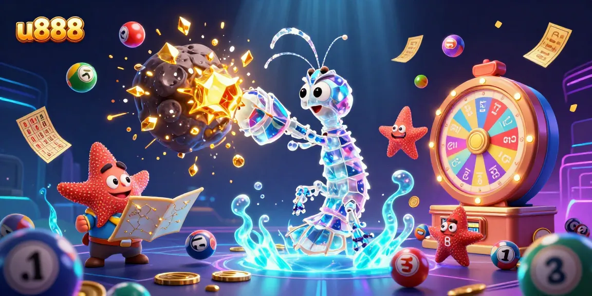 u888 gamely showcases a vibrant explosion of golden coins and lottery excitement.