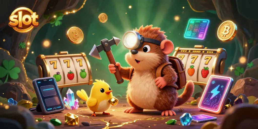Engage with slots to reveal treasures and bonuses in this vibrant, action-packed scene.