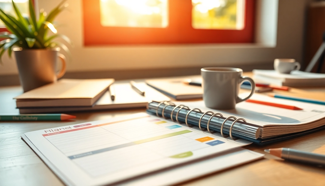 Get Your Free Planner Preview with vibrant planner on a sunny desk, enhancing productivity.