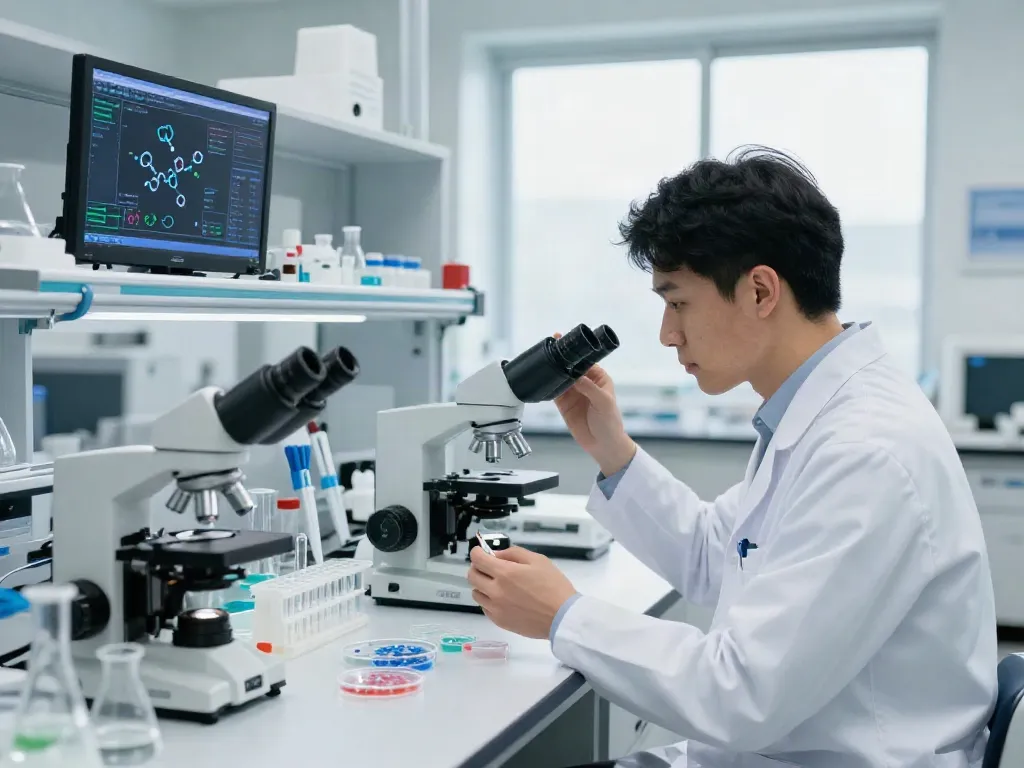 Researcher in a lab analyzing peptide samples from the most trusted peptide vendors