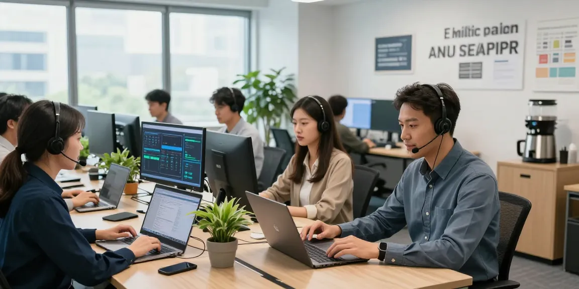 IT support business technician assisting team with proactive solutions in modern office.