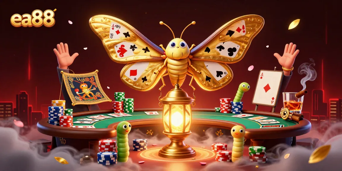 Experience the thrilling games at ea88 with vibrant poker scenes and stunning golden motifs in this captivating illustration.