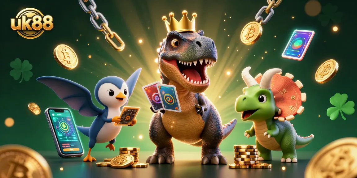 Engage with uk88's thrilling card games featuring vibrant characters in a crypto casino themed scene.